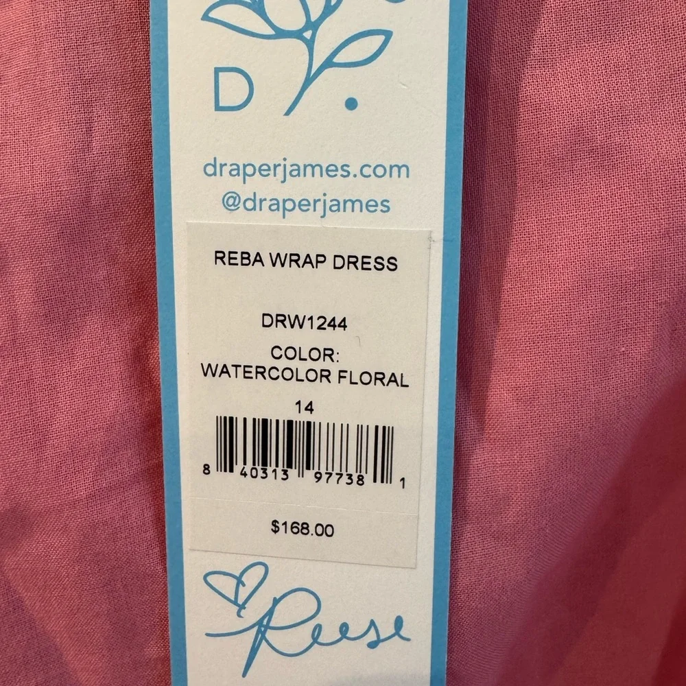 Draper James Coral-Pink wrap midi sundress - Picture 7 of 9